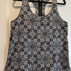 Elegant Black and White Patterned Tank Top